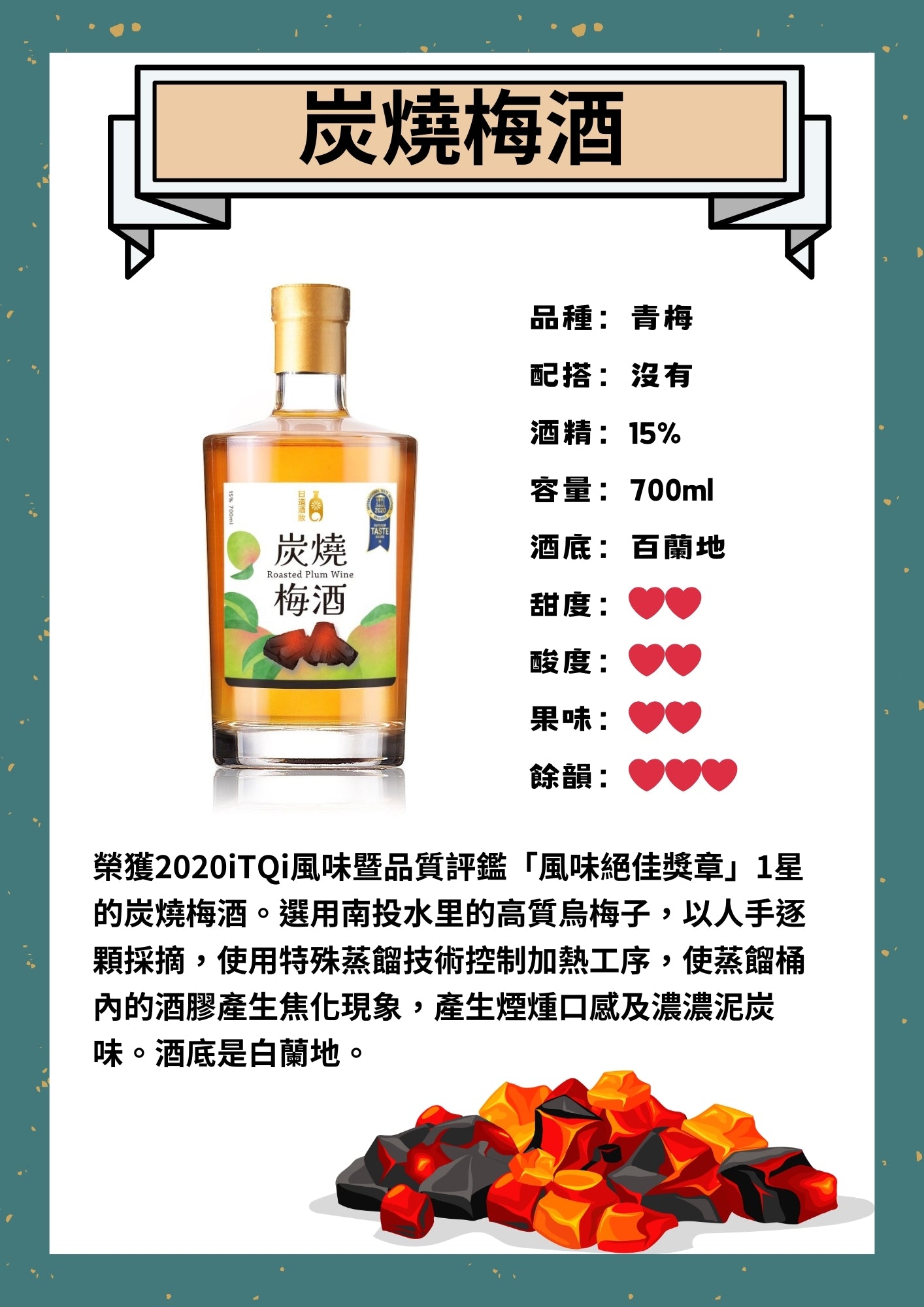 Charcoal grilled plum wine